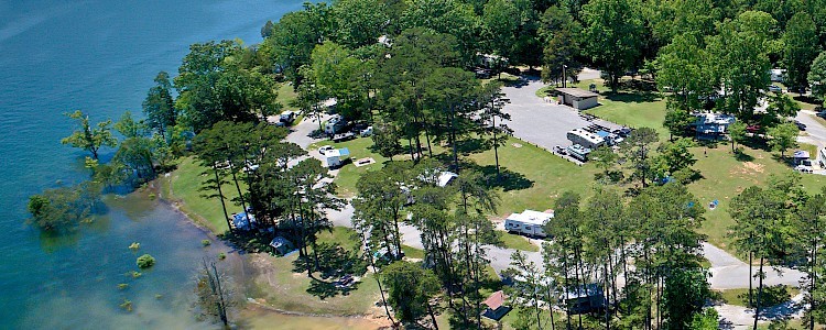 Overhead shot of campground.